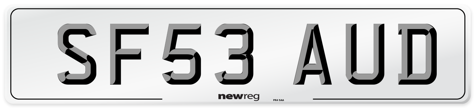 SF53 AUD Number Plate from New Reg